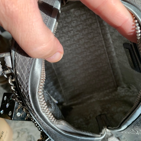 DIOR VINTAGE CRYSTAL PYTHON TRIMMED SATIN GAMBLER BAG, Limited Edition #0122 - Picture 3 of 12